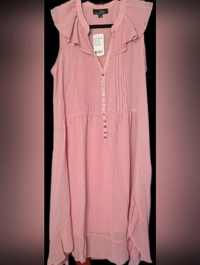 SUZANNE BETRO PINK RUFFLE DRESS NWT